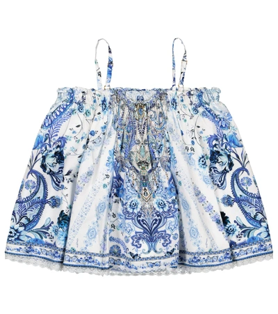 Camilla Kids' Girl's Paisley Flared Top In Blue