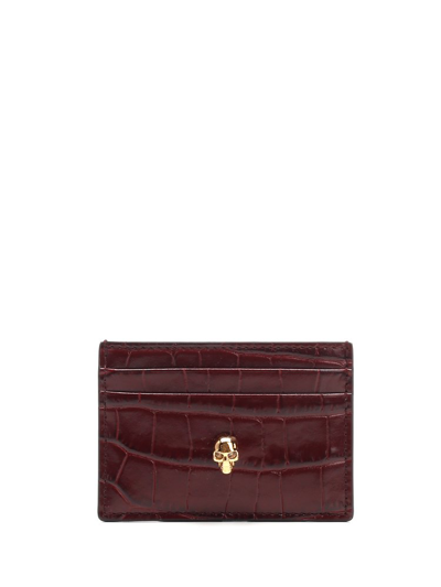 Alexander Mcqueen Women's Burgundy Leather Card Holder