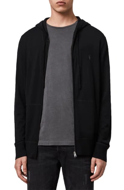 Allsaints Mode Slim Fit Merino Wool Zip Hoodie In Shadow Grey Marl