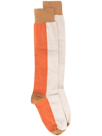 Marni Colour-block Socks In Brown