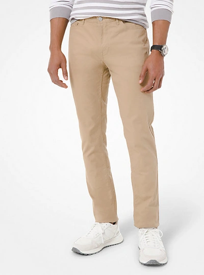 Michael Kors Parker Slim-fit Stretch-twill Pants In Natural