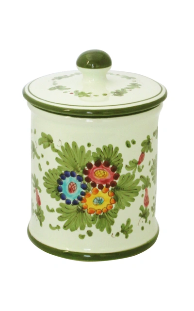Moda Domus Fiorito By ; Hand-painted Ceramic Jar In Green