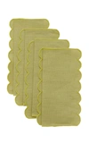 Moda Domus Set-of-four Linen Cocktail Napkins In Yellow,olive