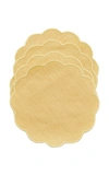 Moda Domus Set-of-fourscalloped Linen Coasters In Yellow