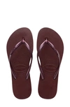 Havaianas Slim Flip Flop In Grape Wine