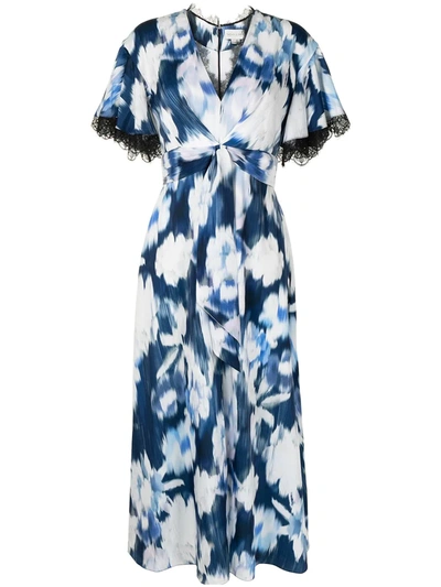 Sachin & Babi Jenny Abstract Floral Lace Trim Dress In Blue