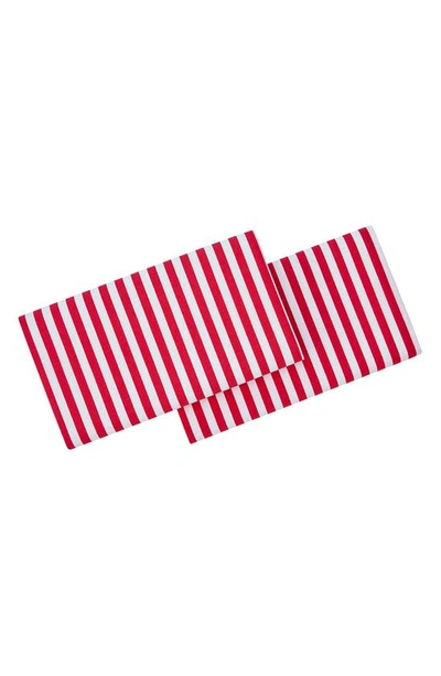 Marimekko Ajo Set Of 2 Stripe 200 Thread Count Pillowcases In Red