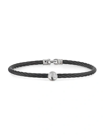 Alor Noir Stainless Steel And 18k White Gold Bangle Bracelet