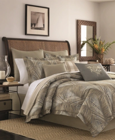 Tommy Bahama Home Closeout!  Raffia Palms Reversible 4-pc. Queen Comforter Set In Pewter Gray