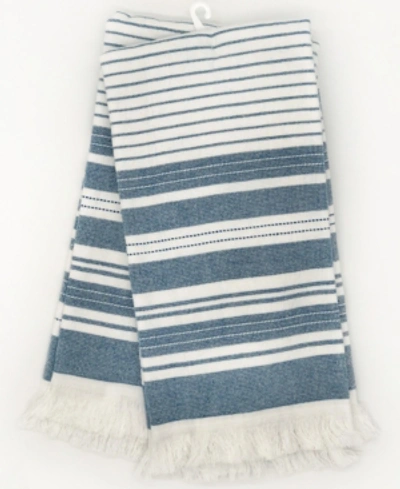 Mod Lifestyles Stripe Yarn Dyed Kitchen Towel With Terry Backing, 20" X 28", Pack Of 2 In Blue