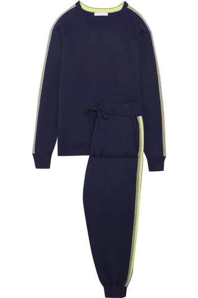 Olivia Von Halle New York Striped Silk And Cashmere-blend Sweatshirt And Track Pants Set