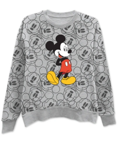 Disney Printed Mickey Mouse Graphic Sweatshirt In Heather Gray