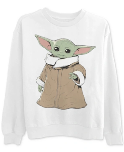 Disney Printed Baby Yoda Graphic Sweatshirt In White
