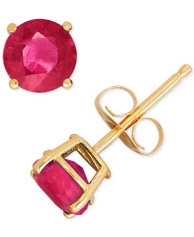 Macy's Birthstone Stud Earrings In 14k Gold Or 14k White Gold In Ruby