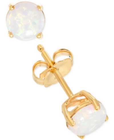 Macy's Birthstone Stud Earrings In 14k Gold Or 14k White Gold In Opal