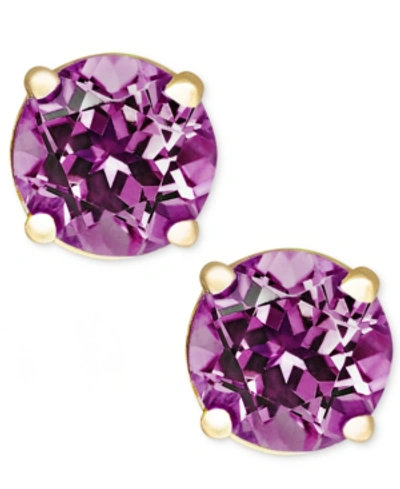 Macy's Birthstone Stud Earrings In 14k Gold Or 14k White Gold In Amethyst