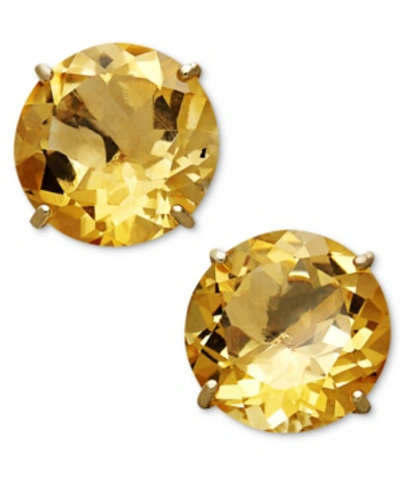 Macy's Birthstone Stud Earrings In 14k Gold Or 14k White Gold In Citrine