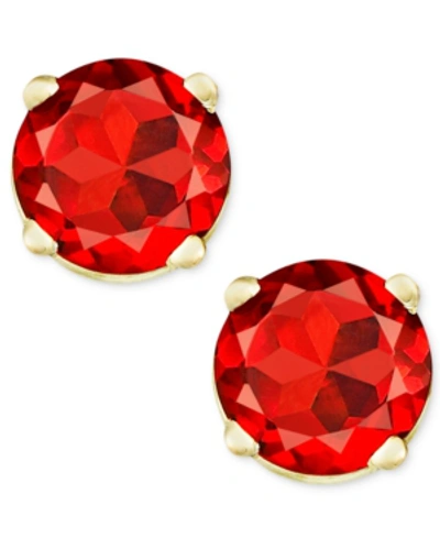 Macy's Birthstone Stud Earrings In 14k Gold Or 14k White Gold In Garnet