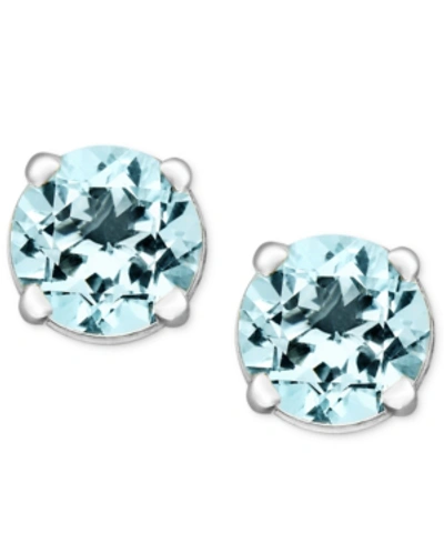 Macy's Birthstone Stud Earrings In 14k Gold Or 14k White Gold In Aquamarine