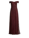 Basix Black Label Women's Off-the-shoulder Beaded Gown In Burgundy