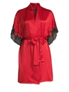Natori Women's Lace-trim Satin Robe In Red