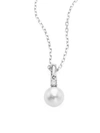 Mikimoto Women's Essential Elements 18k White Gold, 7mm White Cultured Pearl & Diamond Pendant Necklace