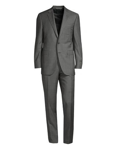 Canali Men's Modern Grid Print Wool Suit In Grey