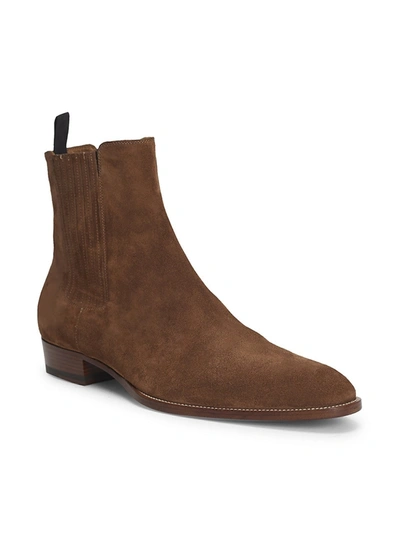 Saint Laurent Men's Wyatt Suede Chelsea Ankle Boots In Wood