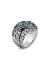 John Hardy Women's Classic Chain Silver, London Blue Topaz, Swiss Blue Topaz & Blue Zircon Crossover Ring