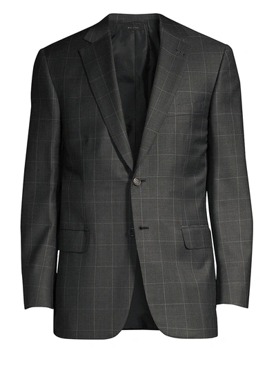 Brioni Men's Virgin Wool Windowpane Suit In Grey