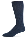 Marcoliani Ribbed Cashmere Socks In Navy