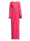 Theia Women's Knotted Cape-sleeve Gown In Bright Pink