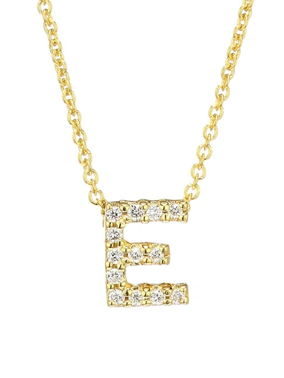 Roberto Coin Women's Tiny Treasures Diamond & 18k Yellow Gold Initial Necklace In Initial E