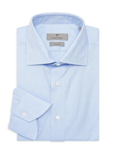 Canali Men's Solid Textured Dress Shirt In Light Blue