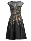 Aidan Mattox Women's Sequined Tea Length Cocktail Dress