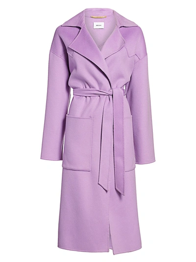 Nanushka Alamo Wool & Silk Wrap Coat In Lilac