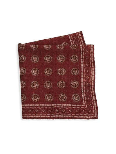 Brunello Cucinelli Men's Tapestry Print Wool Pocket Square In Red