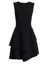 Oscar De La Renta Women's Sleeveless Asymmetric Mini A-line Dress In Black