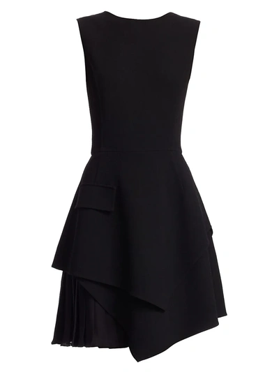 Oscar De La Renta Women's Sleeveless Asymmetric Mini A-line Dress In Black
