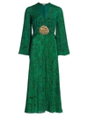 Rixo London Women's Indra Shell-print Silk Midi Dress In Psychedelic Shell Green Black