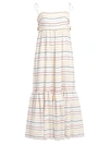 Zimmermann Women's Zinna Scalloped Striped Midi Maxi Dress In Ivory Multi