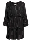 Munthe Kira Metallic-print Long-sleeve Blouson Dress In Black