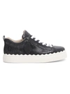 Chloé Women's Lauren Python-embossed Leather Sneakers In Charcoal Black