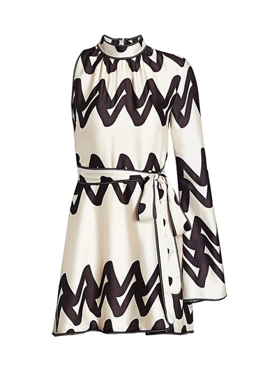 Alexis Elina One-sleeve Printed Dress In Cream Abstract