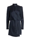 Frame Women's Puff-sleeve Silk Wrap Dress In Navy