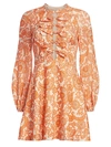 Zimmermann Peggy Scalloped Mini Dress In Orange Paisley