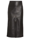 Victoria Beckham Women's Fitted Box Pleat Leather Midi Skirt In Black