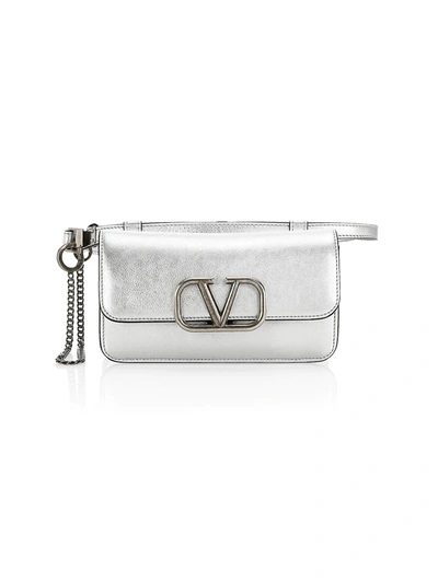 Valentino Garavani Garavani Vsling Metallic Leather Belt Bag In Silver