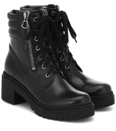 Moncler Viviane Leather Ankle Boots In Black