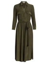 L Agence Rivi Belted Midi Shirtdress In Olive